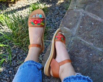 Sayula huarache mexicano||mexikanische huarache||Damen huarache sandalen||mexikanische schuhe||sommer sandalen||gestickte sandale