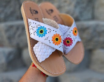 Marianne-sandaal|| mexicaanse sandaal||leren sandaal voor dames||huarache mexicano||damessandalen||huarache artesanal||sandalen met open neus