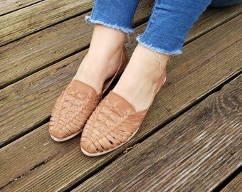 Sandali huarache messicani color avana Anahi//Huarache mexicano//Sandalo messicano//Sandalo huarache messicano con punta chiusa