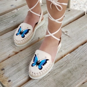 Morpho Butterfly Lace up Huarache Sandal mexican Sandal mexican Huarache mexican Lace up Huarache huaraches Mexicanos mexican Shoes Etsy