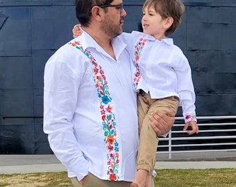 Matching Dad and Son Guayabera Shirts: Mexican Wedding, Beach Attire