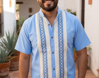 Camisa Guayabera Mexicana para Hombre, Bordado Tradicional Cielito Lindo, Hecho en México