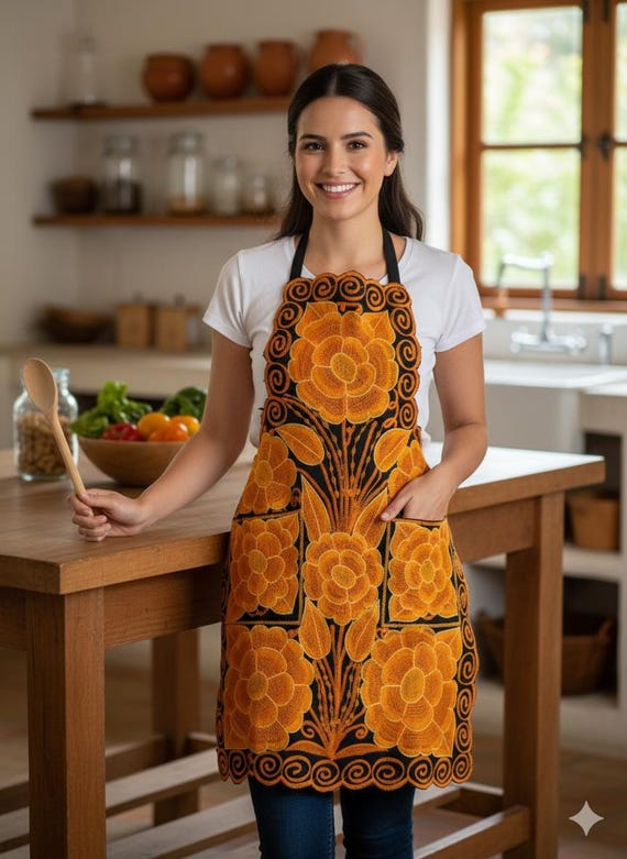 Mexican Embroidered aprons|Mandil mexicano|Mexican apron| Floral embroidered aprons|Mother's Day gift||Unique gifts|House warming gift