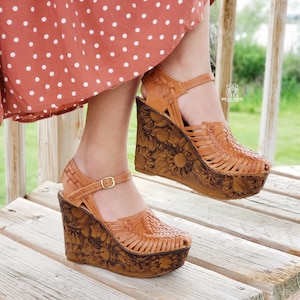 Rommi Mexican wedges//High heel huarache//Mexican huarache//Mexican wedge sandal//Mexican heels//Huarache mexicano//Mexican sandal
