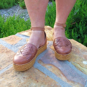 Tan Leather Huarache Sandal: Mexican Closed Toe Shoe