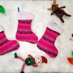 SET OF 2 Mexican Serape Stockings for Christmas Tree Decoration