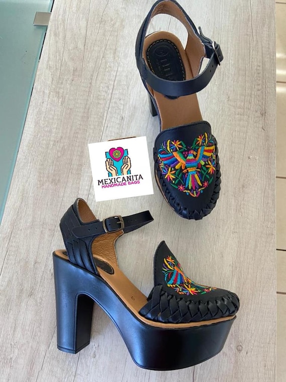 Otomi Embroidered Mexican Wedges/mexican Huarache//mexican Wedge