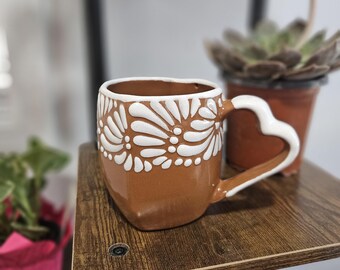 Heart-shaped talavera mug||17 oz capacity||Talavera cups||Talavera pottery||Talavera coffe mug||Heart handle ||Wedding gifts|renni