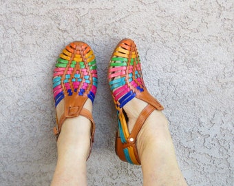Fiesta de colores Sandali huarache messicani//Huarache mexicano//Sandalo messicano//Sandalo huarache messicano con punta chiusa
