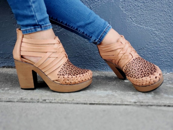 Nancy Mexican Wedges//high Heel Huarache//mexican Huarache