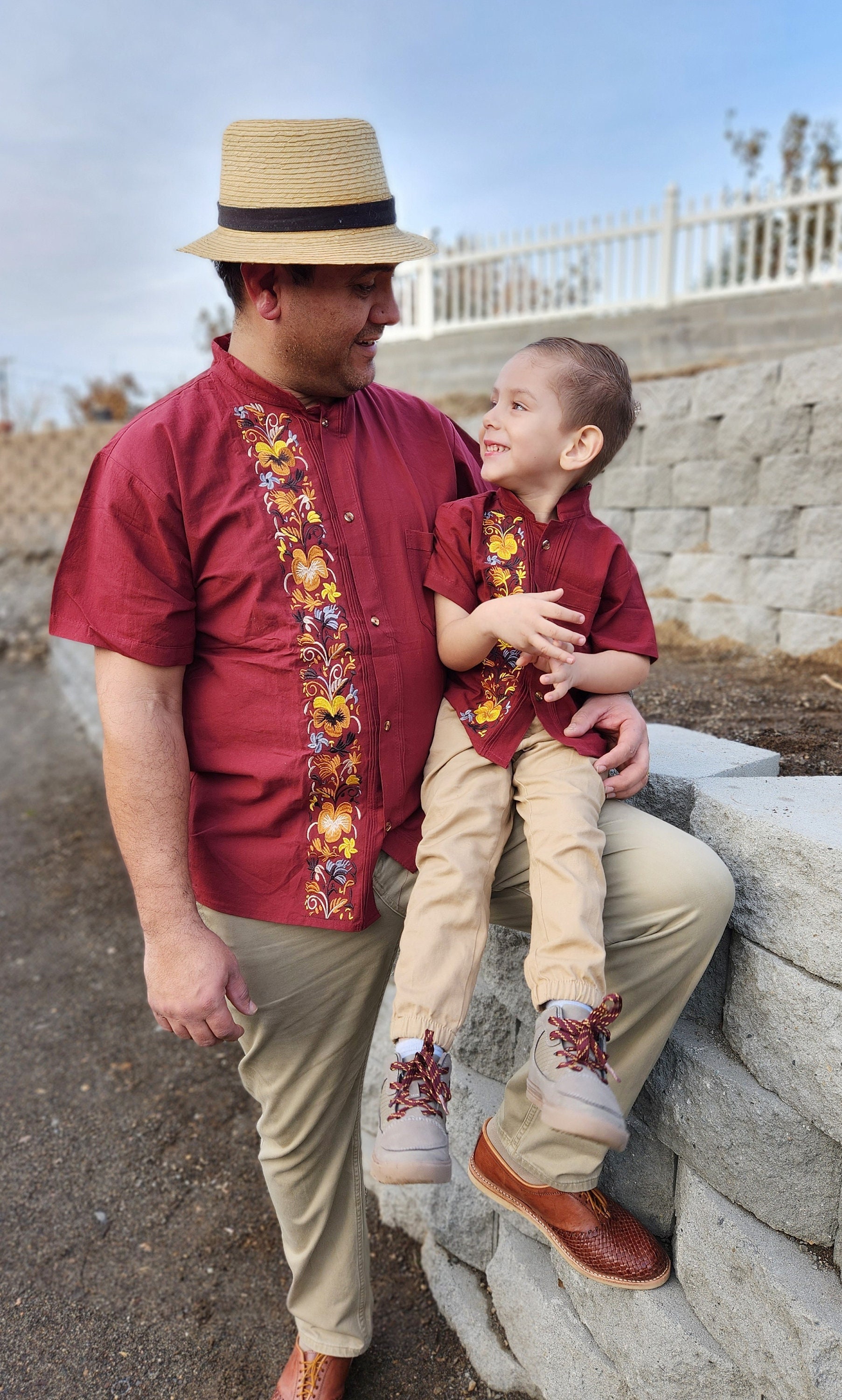 Guayabera Shirt Red - Etsy