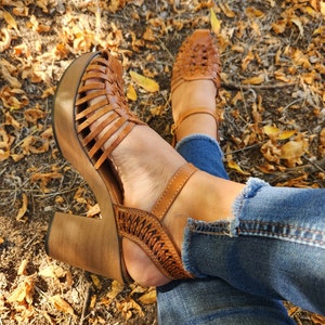 Adriana High heel huarache//Mexican huarache//Mexican sandal//Mexican heels//Huarache mexicano//Mexican shoes// gift for her