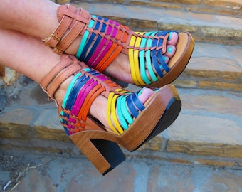Emerita |Buty na obcasie z paskiem wokół kostki||Meksykańskie koturny||Huarache na wysokim obcasie||Meksykańskie huarache||Meksykańskie sandały na koturnie||Huarache Mexicano||Huarache damskie|