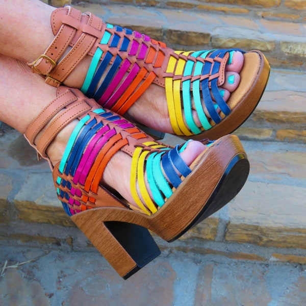 Emerita |Ankle strap heels||Mexican wedges||High heel huarache||Mexican huarache||Mexican wedge sandal||Huarache Mexicano||Women's huarache|