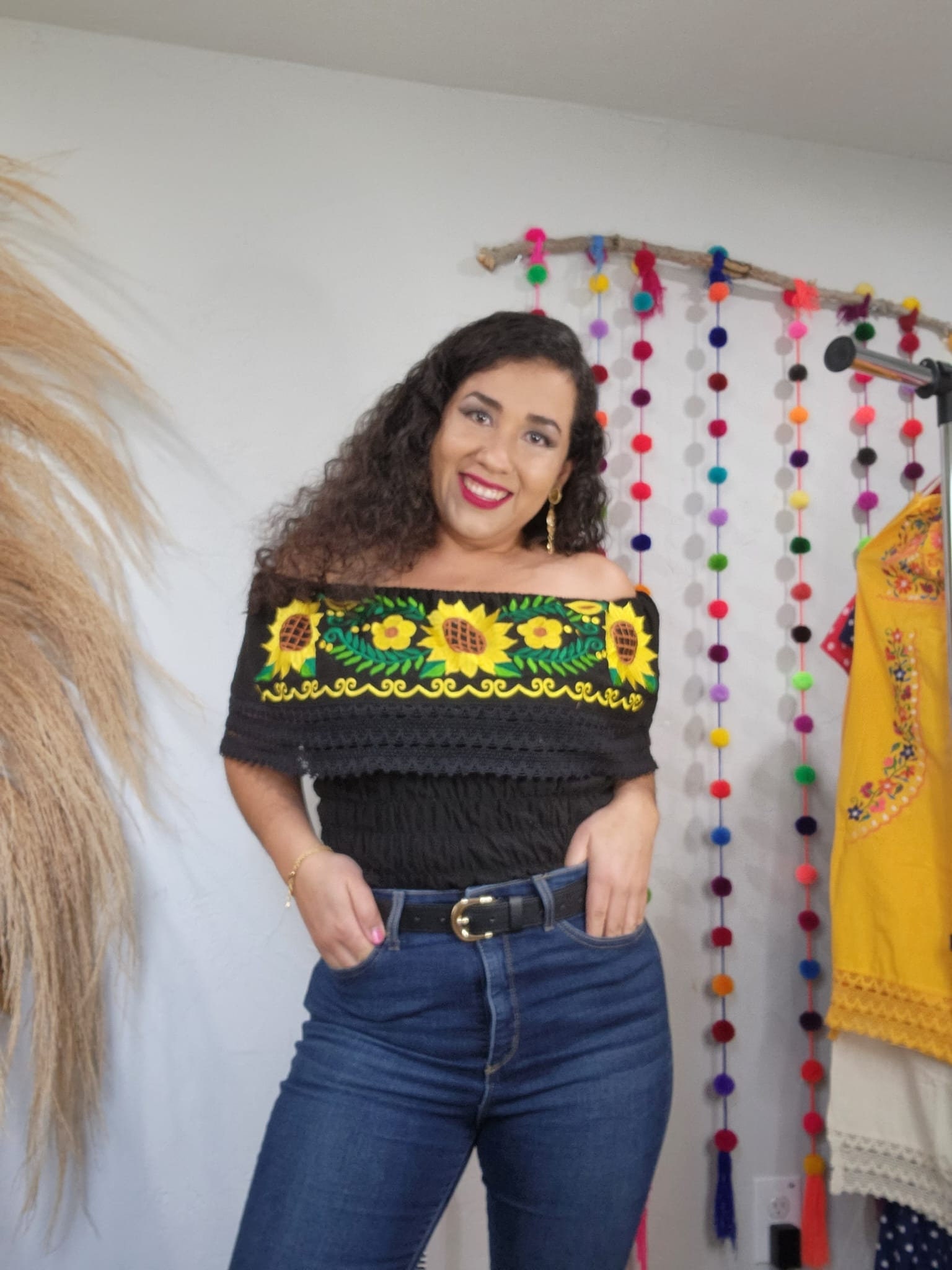 Sunflower off Top Top Mexica Blouse for Etsy