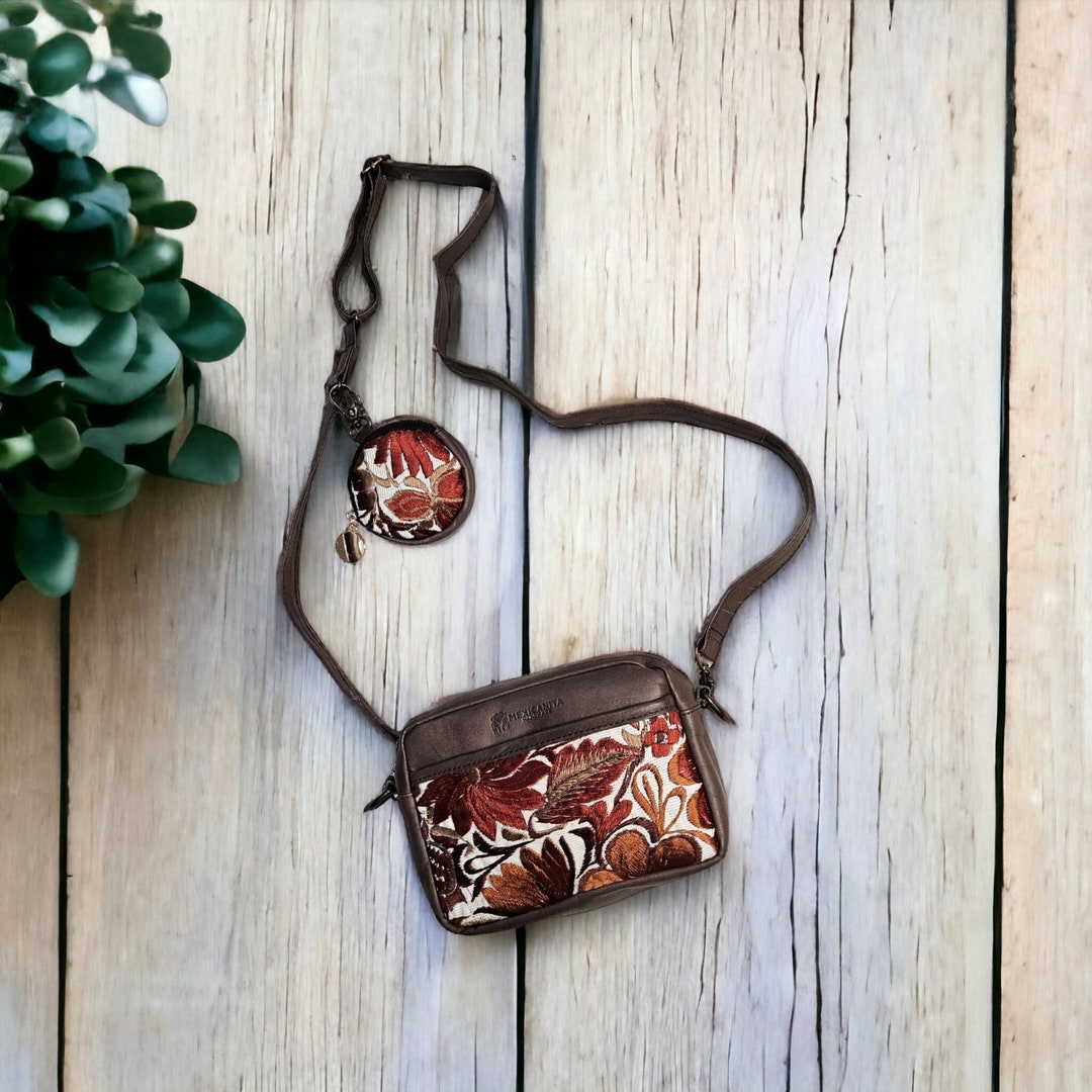 Shoulder Bag With Mini Coin Purse, Embroidered Purse, Mexican Purse