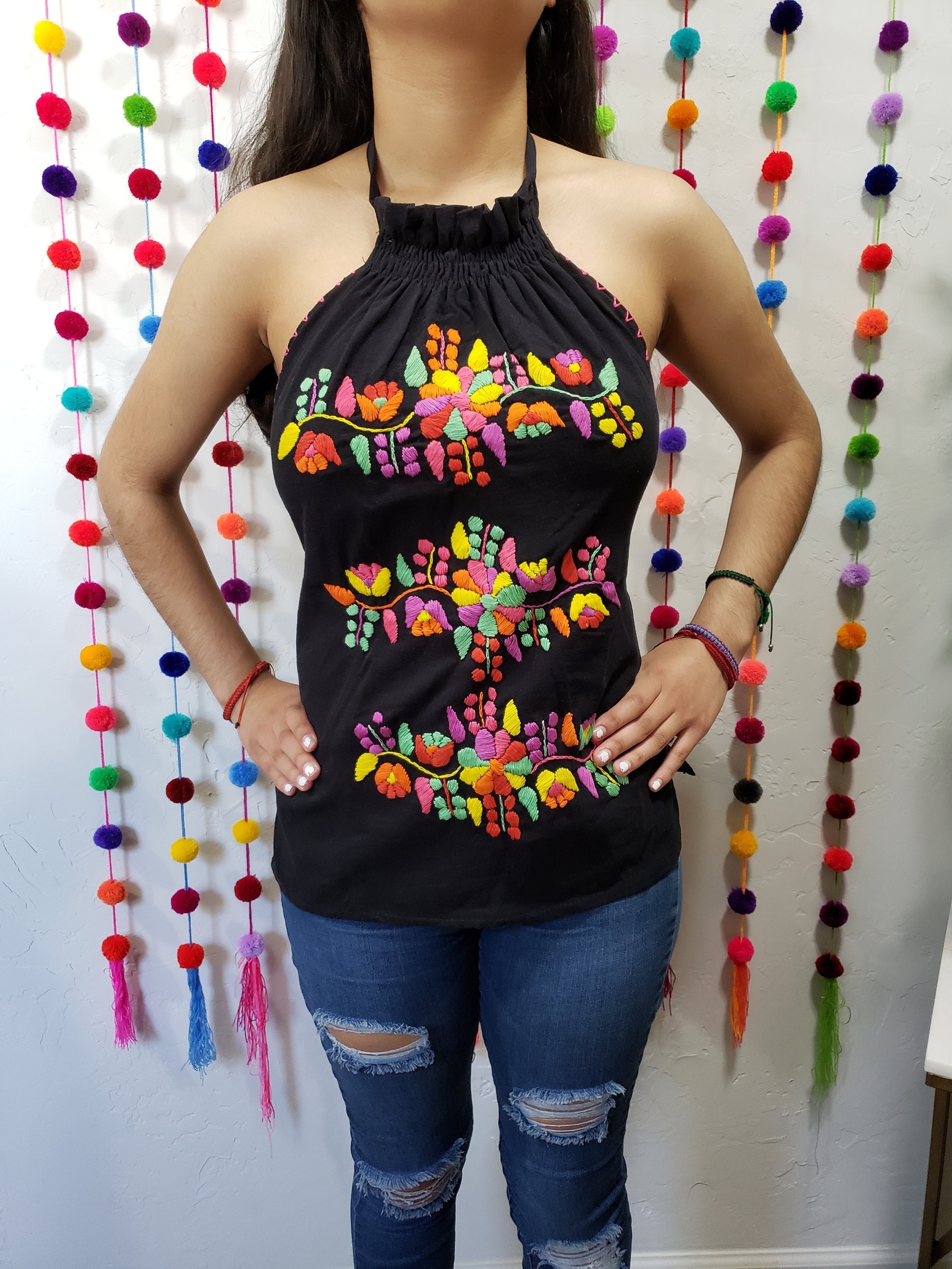 Mexican Embroidered Halter Top Embroidered Top Mexican hq picture