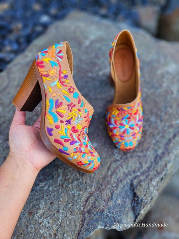 Stella Multicolor Embroidered Huarache Wedges 4