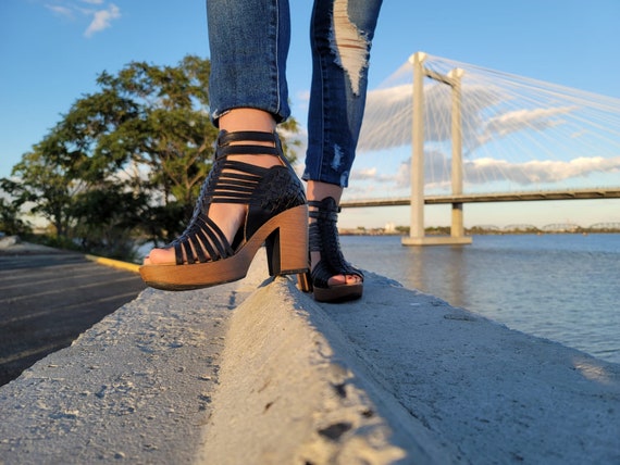 Amazon.com | FSJ Women High Heel Ankle Strap Sandals Pointed Toe Rivets  Pumps PVC Club Shoes with Studs Size 4 Black | Shoes