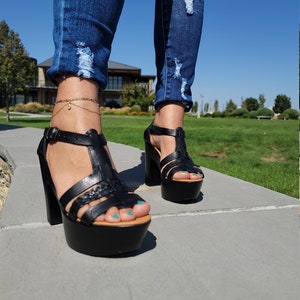 Black wedge heels size 11 top