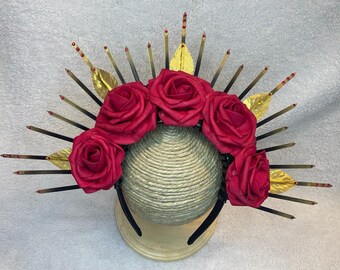 Corona Floreale Aureola Per Cosplay Rinascimentale – Copricapo Dea Con Rose Per Feste E Carnevale