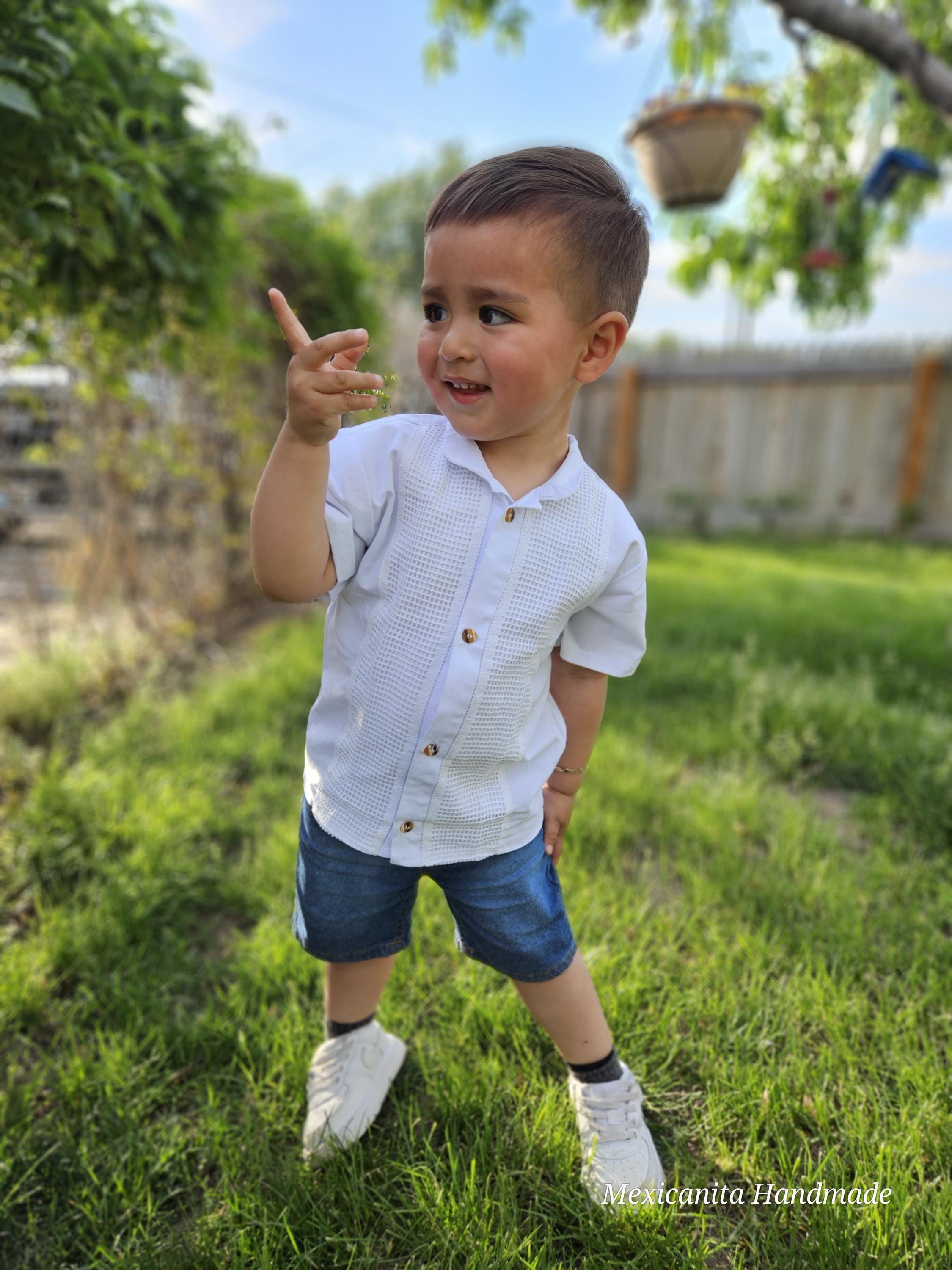 thumbnail image 2 of Baby Toddler Boy Outfits 2T 3T 4T 5T Clothes Summer Kids Pattern Short Sleeve Button Down Shirt Shorts Set 2 of 14