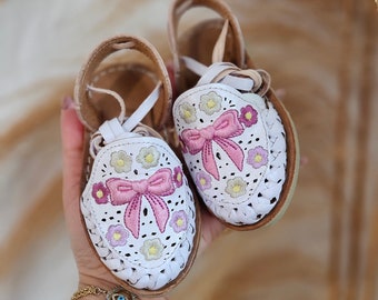 Handmade Baby Huarache Sandals: Coquette Mexican Leather Shoes