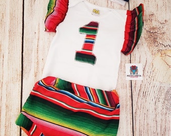 Mexikanische Serape Erster Geburtstag Mädchen: Fiesta Handmade Set