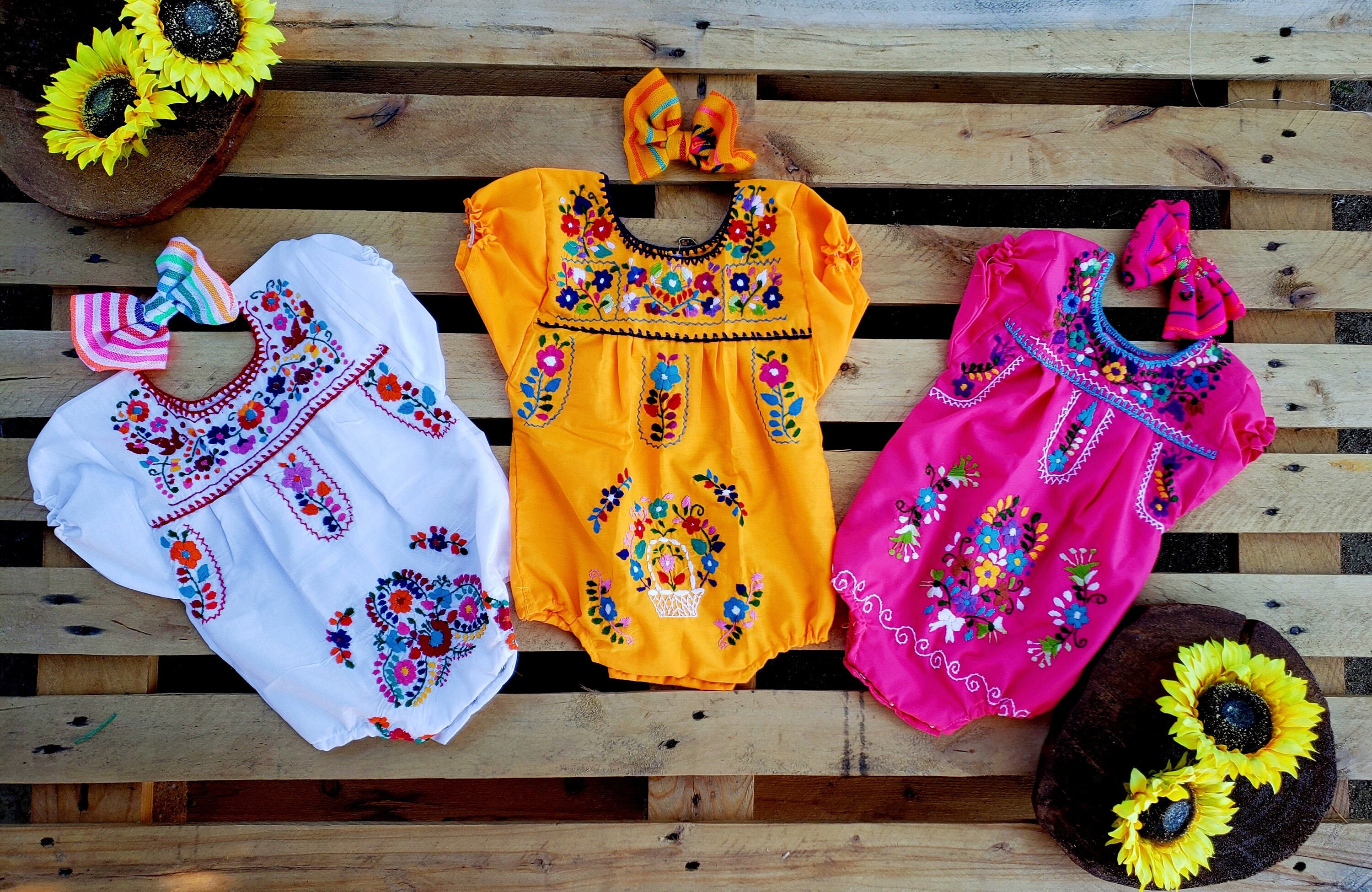 Zoey//Mexican onesie for baby girl,Bow included, Mexican baby outfit,…