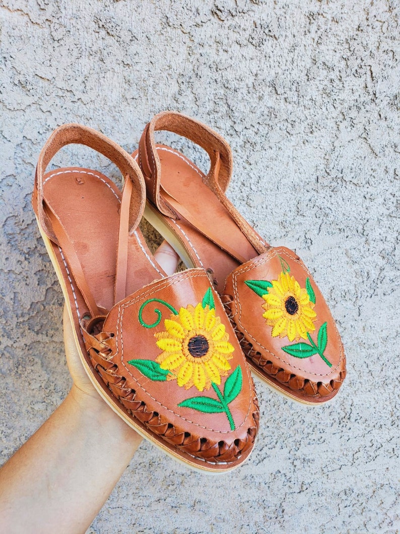 Sunflower Lace up Huarache Sandal//mexican Sandal/mexican - Etsy