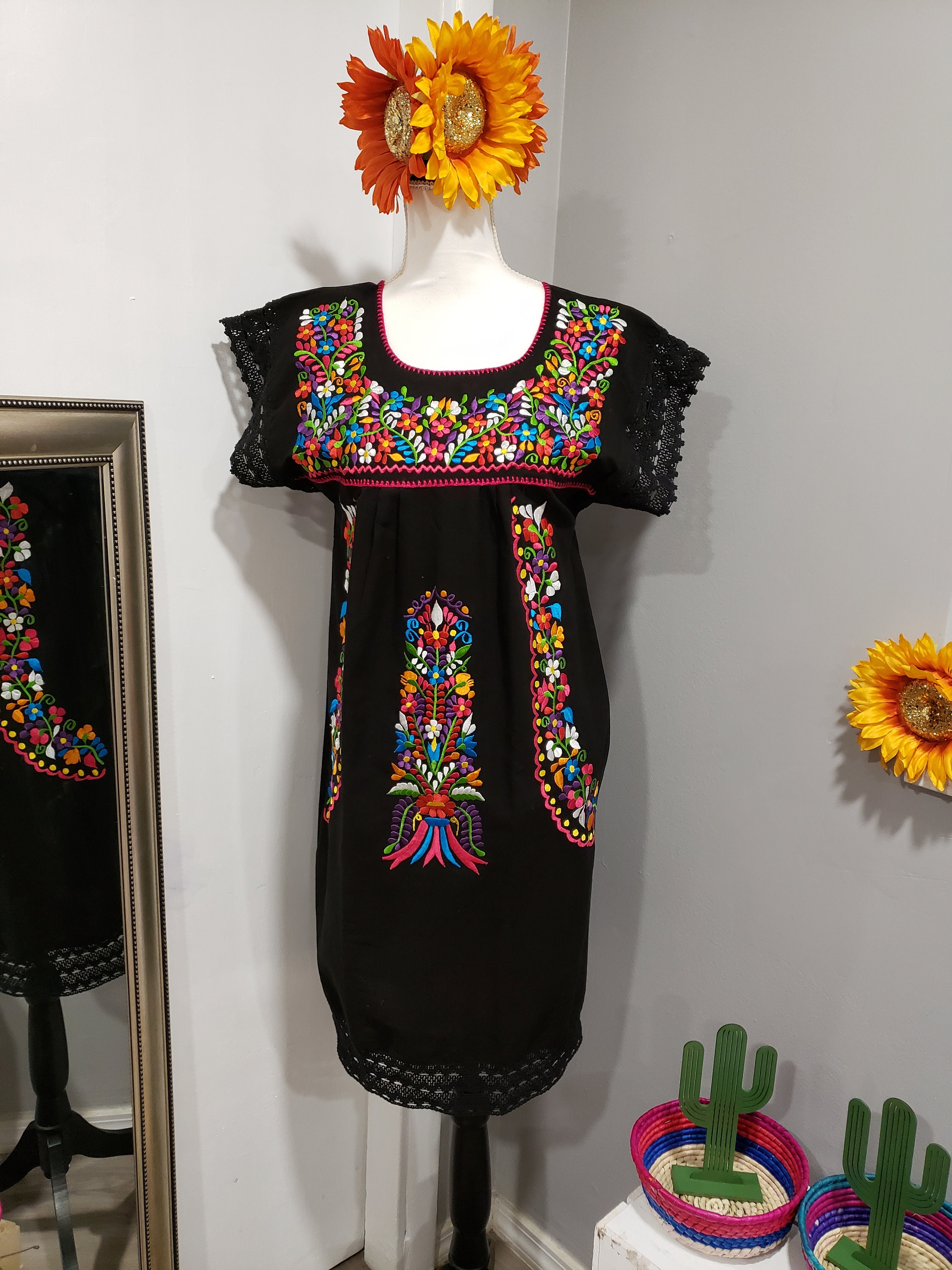 Puebla Embroidered Dress//cinco De Mayo Dress/mexican Dress/fiesta Mexicana  Dress/vestido Artesanal Mexicano//women's Dress -  Canada
