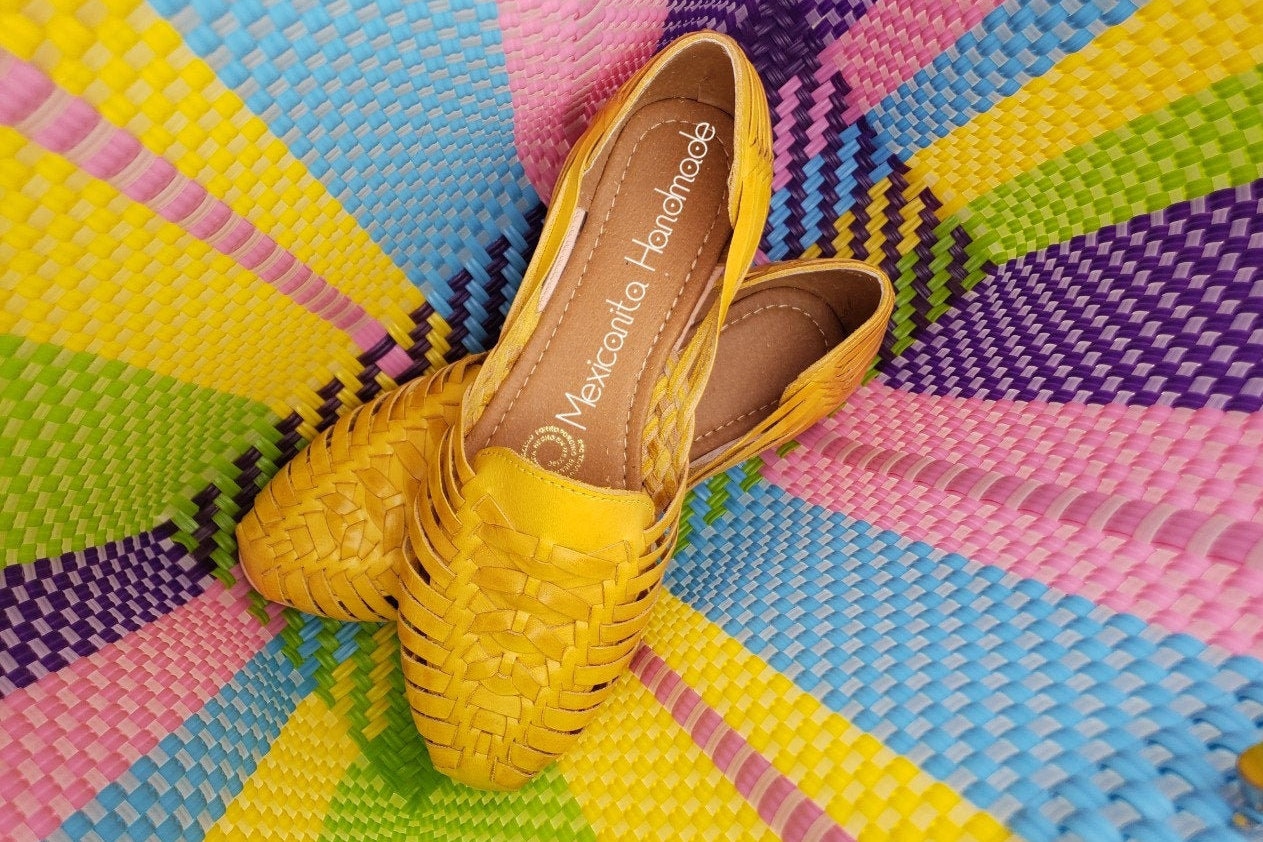 Anahi Yellow Mexican Huarache Sandals//huarache