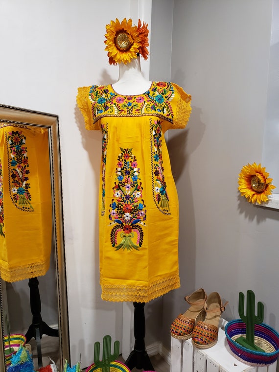 Puebla Embroidered Dress//cinco De Mayo Dress/mexican Dress/fiesta Mexicana  Dress/vestido Artesanal Mexicano//women's Dress -  Israel
