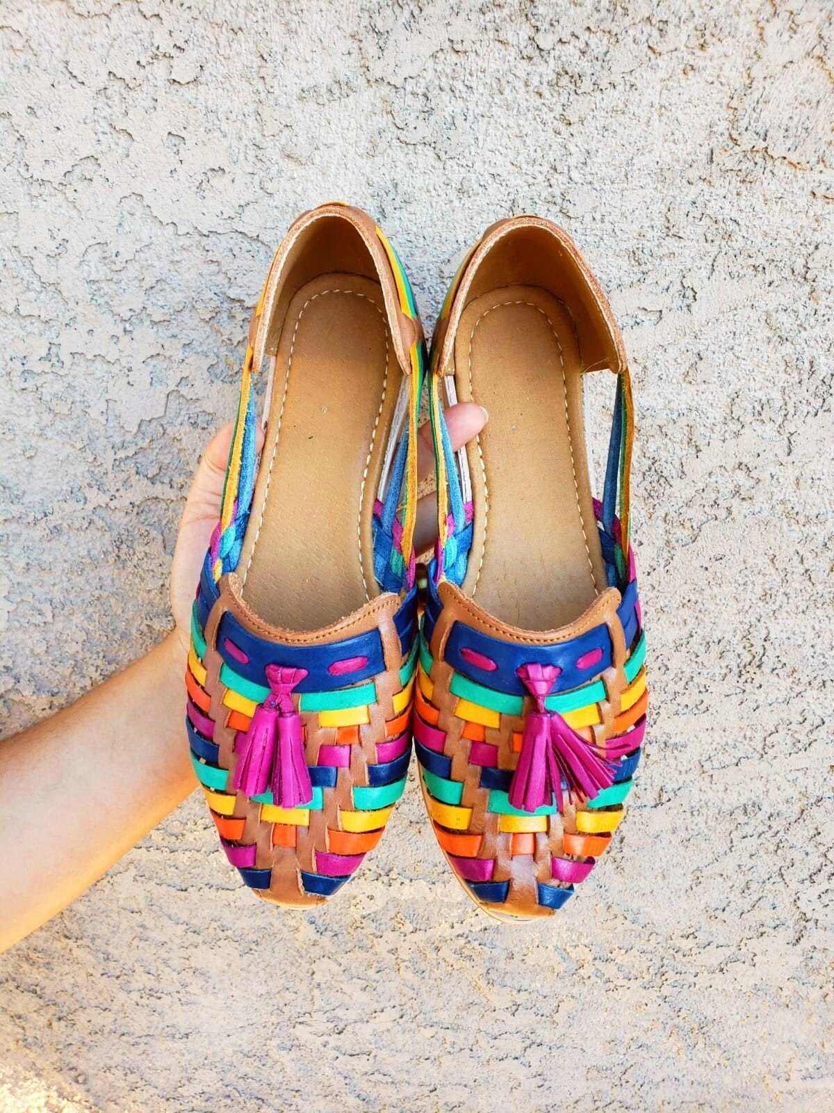 Camila Mexican Multi-color Huarache Sandals//huarache | Etsy