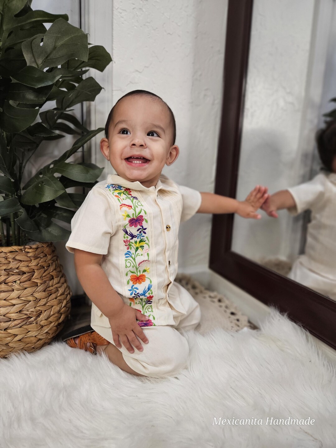 Mexican Embroidered Baby Boy Set: 2-piece Outfit