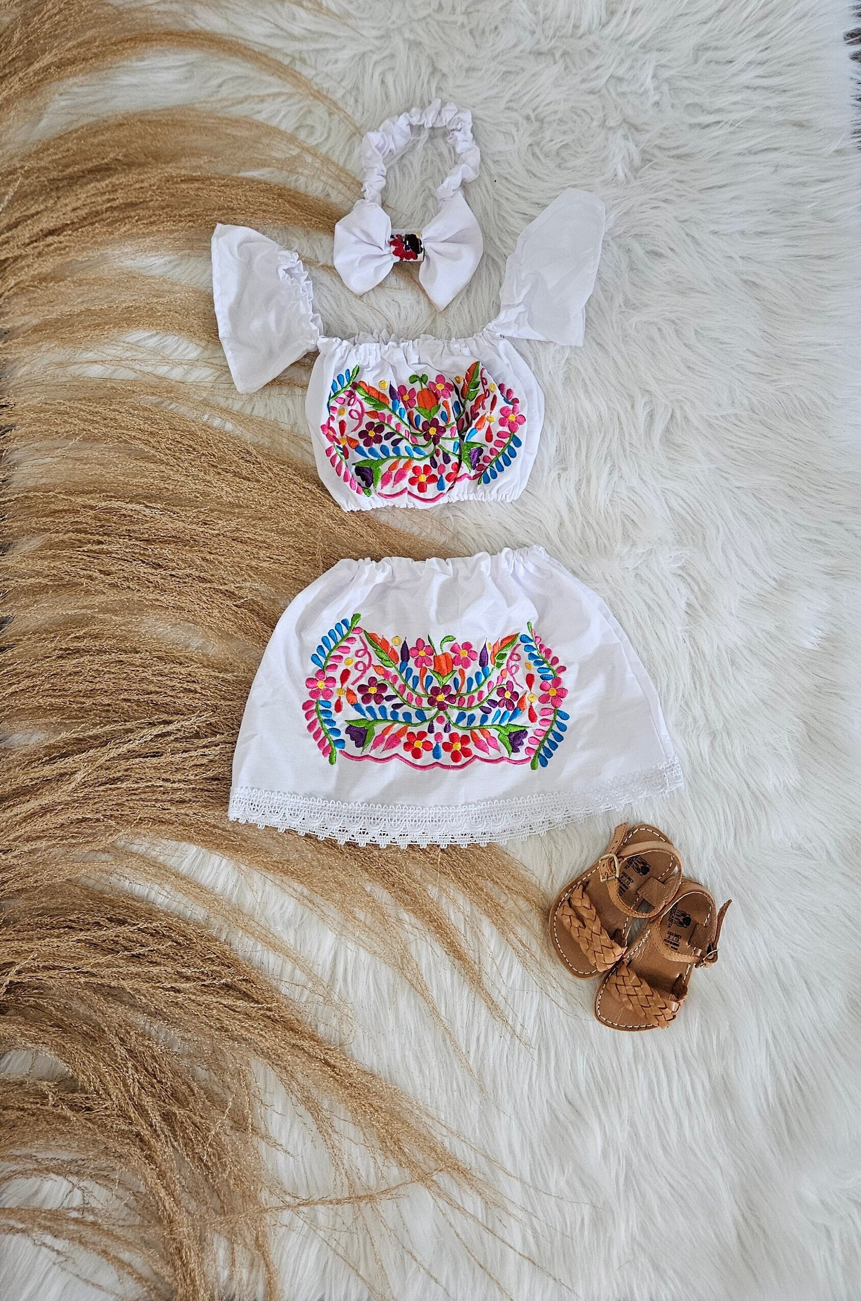 Coqueta outfit|| First birthday outfit for girl||Mexican baby outfit||Mexican set for baby girl||mexican dress for baby girl|Embroidered