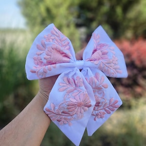 Mexican Embroidered Floral Hair Bow: Coquette Alligator Clip