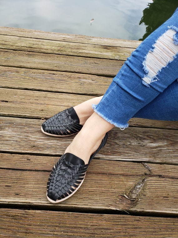 Anahi Black,mexican Huarache Sandals//huarache Mexicano