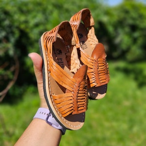 Huarache mexicano tradicional para meninos ||Huarache de bico aberto ||Huarache para crianças pequenas ||Huarache mexicano autêntico para meninos e crianças pequenas