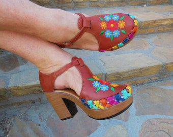 Shedron Flores//Mexican wedges//High heel huarache//Mexican huarache//Mexican wedge sandal//Mexican heels//Huarache mexicano//Mexican sandal