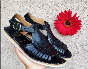 Sandales Huarache en cuir : sandales mexicaines à bout ouvert, vente finale
