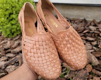 Sandalias huarache mexicanas planas Thelma // Huarache mexicano // Sandalia mexicana // Huarache mexicano de punta cerrada // Zapato artesanal mexicano