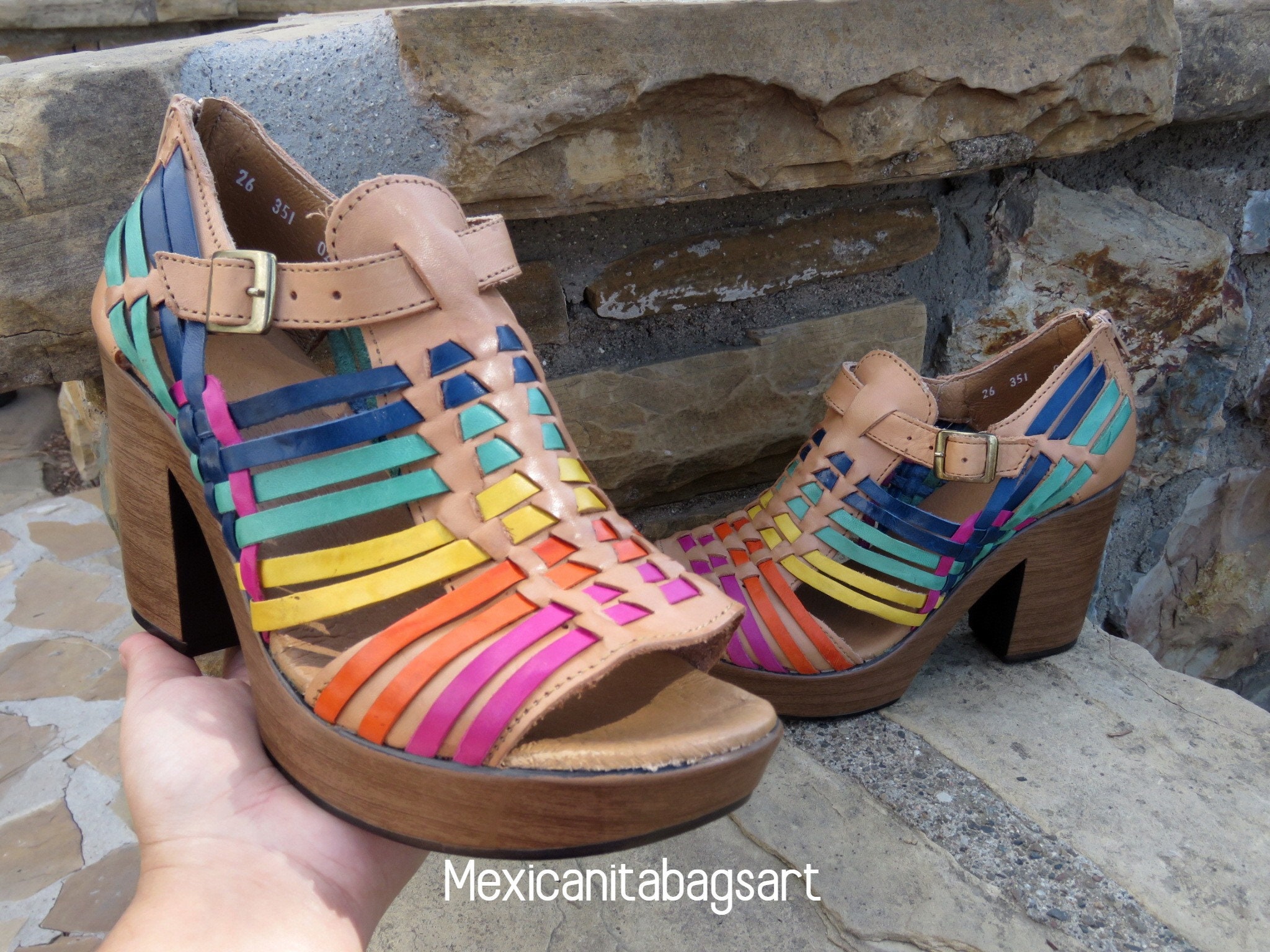 high Heel Huarache Sandal//mexican 