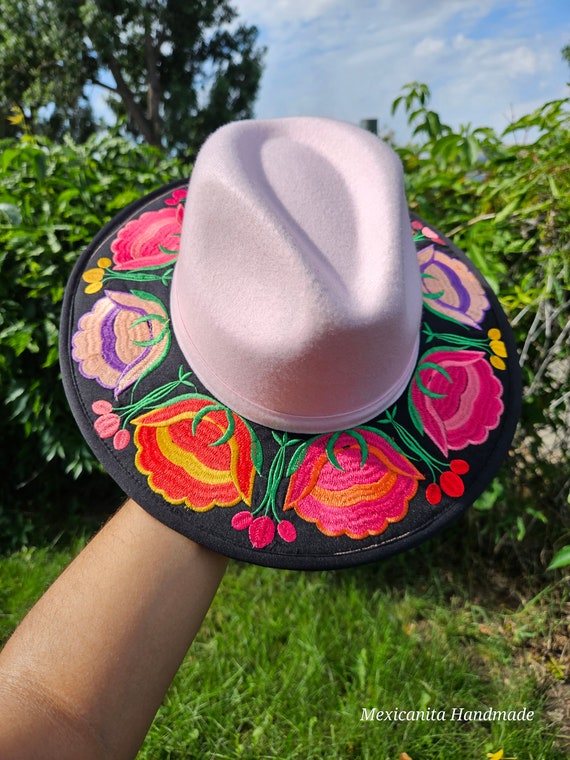 Sombrero messicano in finta pelle scamosciata//Cappello messicano//Cappello  ricamato//Cappelli di paglia//Cappello artigianale//Sombrero  bordado//Cappello da donna -  Italia