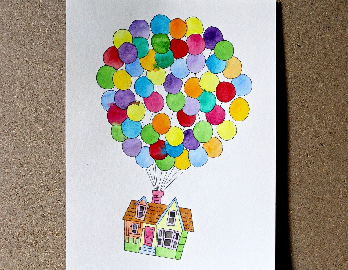 Original UP House Watercolor Etsy