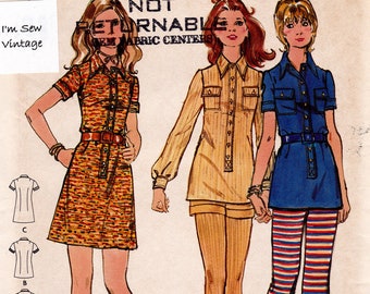 Butterick 6332 Vintage Sewing Pattern, Junior Dress, Top, Pants & Shorts Sewing Pattern, Size 5/6, ©1971, UNCUT