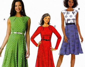 Butterick B6164 Sewing Pattern, Misses' Dress ~ Semi-fitted with Sleeve Variations Easy Sewing Pattern, Size 6-14, ©2015, UNCUT