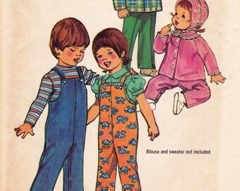 Simplicity 5334 Vintage Sewing Pattern, Toddler's Overall's, Jacket and Hat Sewing Pattern, Size 2, ©1972 UNCUT
