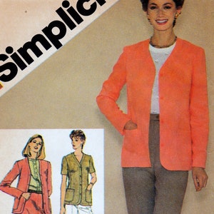May include: A sewing pattern featuring three women wearing different outfits. The woman on the left is wearing a coral jacket and skirt. The woman in the center is wearing a green jacket and white pants. The woman on the right is wearing a coral jacket and brown pants. The pattern is titled "simplic" and includes instructions for making the outfits.