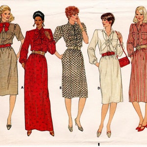 Butterick 6004 Vintage Sewing Pattern, Misses&#39; Dress ~ Length, Sleeve & Collar Variations Sewing Pattern, Size 16, ©1980s, UNCUT